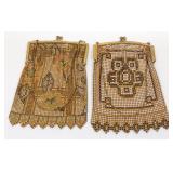 2 Vintage Art Deco Enamel Mesh Flapper Purses