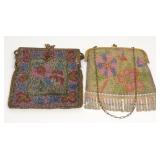 2 Vintage Art Deco Mesh & Steel Bead Purses
