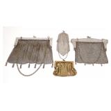 4 Vintage Metal Mesh Purses / Coin Purses