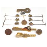 (13) Southern Pacific Rail Road Pins, Clips & Key