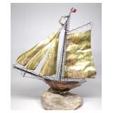 Vintage 34" Mid Century Brass Sailboat Sculpture