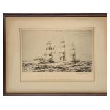 Norman Wilkinson Pencil Signed Ship Etching