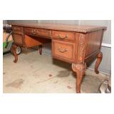 Large, Solid Wood, Office Desk, Leather Rolling Office Chair