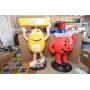 46" Tall Peanut M&M Decorative Ice and Drink Holder, 34" Tall Red Kool Aid Man Ice and Drink Holder
