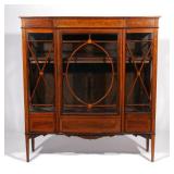 LOT 72 | 19TH CENTURY ADAMS-STYLE SATINWOOD DISPLAY CABINET | Breakfront-shape, with inlay and penwo