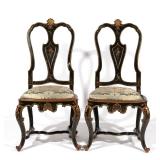 LOT 74 | PAIR VENETIAN CARVED POLYCHROMED SIDE CHAIRS | Late 19th / early 20th century, paint decora