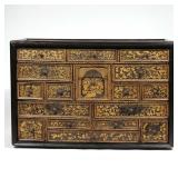 LOT 79 | CHINESE OR JAPANESE LACQUER TRAVEL CHEST |19th century or earlier, with allover gilt floral
