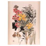 LOT 85 | (ATTRIB) CHENG SHIFA (CHINESE, 1921-2007) | Still life of flowers and birds Mixed media on 