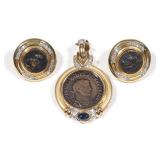LOT 106 | (3PC) ANCIENT COIN, DIAMOND & GOLD JEWELRY SUITE | In the manner of David Guran, comprisin