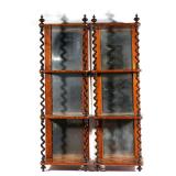 LOT 168 | PAIR REGENCY LABURNUM WALL SHELVES | Having ebonized spiral stiles flanking three open she