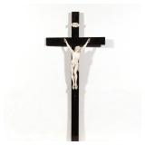 LOT 182 | FLEMISH FIGURE CHRIST CRUCIFIED | Probably late 17th century, mounted on wooden cross cres