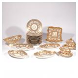 LOT 215 | (24PC) LATE 19TH CENTURY PARTIAL DINNERWARE SET | In a rust and gilt scrollwork pattern wi