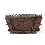 LOT 229 | NAPOLEON III BURLWOOD JARDINIERE | Mid-19th century, of oval serpentine shape with ormolu 