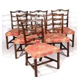 LOT 237 | (6PC) SET HEPPLEWHITE PERIOD FORMAL DINING CHAIRS | Ladder back, with floral patterned uph