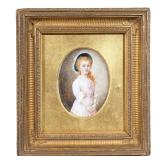 LOT 258 | PORTRAIT MINIATURE SIGNED "DELACROIX" | Portrait of a young lady Mixed media 19th century,