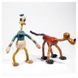 LOT 360 | (2PC) 1940S DISNEY TOYS: DONALD DUCK & PLUTO | Two articulated painted wood figures, inclu