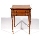 LOT 387 | FEDERAL CHERRY TWO-DRAWER STAND | Having outset corners and ring turned legs, with two dra