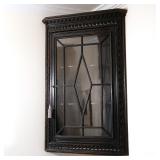 LOT 396 | ANTIQUE BLACK-PAINTED HANGING CORNER CABINET | Hanging corner cabinet with single door wit