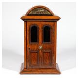 LOT 398 | EDWARDIAN OAK COUNTER TOP ARCHITECTURAL LETTER BOX | Having an arched cornice with engrave