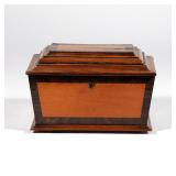 LOT 407 | 19TH CENTURY SARCOPHAGUS-FORM TEA CADDY | English, the body with contrasting woods, having