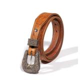 LOT 446 | BOHLIN STERLING MOUNTED LEATHER BELT | Ranger set no. 4A, repousse sterling silver belt bu