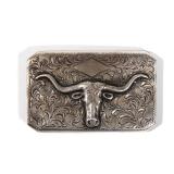 LOT 448 | BOHLIN STERLING LONGHORN TROPHY BELT BUCKLE | Western sterling silver belt buckle, model 4