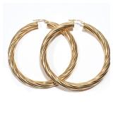 469 | PAIR OVERSIZED 18K GOLD HOOP EARRINGS | Italy, designed as hollow twisted rope form hoops, mar
