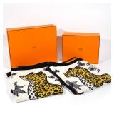 LOT 495 | PAIR HERMES LEOPARD BEACH TOWELS | PAIR HERMES LEOPARD BEACH TOWELS | 100% cotton limited 