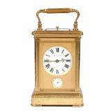 LOT 510 | QUARTER HOUR REPEATER CARRIAGE CLOCK | Brass quarter hour repeater carriage clock with ala