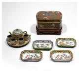 LOT 547 | (11PC) MISC. ASIAN CLOISONNE ITEMS | Including a covered box on a wood stand (3-1/2 x 5 in