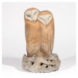 LOT 673 | ROYAL COPENHAGEN OWL FIGURE | A pair of amorous owls on a reticulated base, no. 283, marke