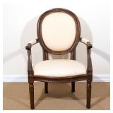 LOT 682 | ANTIQUE LOUIS XVI FATEUIL | Open armchair, overall carved with high relief fish scale imbr
