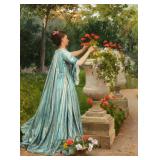 LOT 26 | LOUIS-EMILE ADAN (FRENCH, 1839-1937) | Female fixing flowers in an urn Oil on panel Signed 