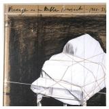 Lithograph and screenprint in colors with collage of fabric, twine, staples, and pencil on rag paper