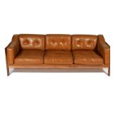 LOT 45 | MID-CENTURY ROSEWOOD SPINDLE BACK SOFA | Loose leather cushions including side h. 27 w. 78 