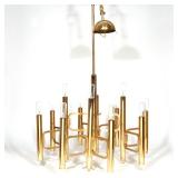 LOT 48 | GAETANO SCIOLARI BRASS CHANDELIER | 12-light brass mid century style chandelier, height-adj