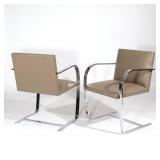 Mies Van Der Rohe for Knoll, leather upholstery on chrome frames h. 31 w. 23 d. 22 in.