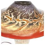 Contemporary blown glass lamp base and shade, signed h. 17-1/2 in. (base) dia. 19 in. (shade) overal