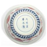 Wanli six-character mark within a double circle, the interior with a central Shou character surround