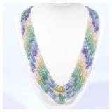 LOT 108 | CARVED FACETED SAPPHIRE BEAD NECKLACE | Comprising six patterns strands of faceted sapphir