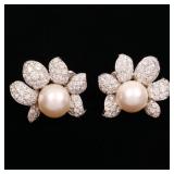 LOT 122 | DAVID WEBB PEARL, DIAMOND, & PLATINUM EARRINGS | Each designed as a large central pearl (d