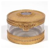 LOT 133 | ENAMELED GILT MOUNTED LIDDED JAR | Probably French, 19th century, the lid with a blue enam