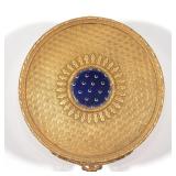 Probably French, 19th century, the lid with a blue enameled panel, engraved wreath decorations, engi