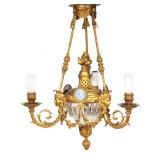 LOT 135 | NEOCLASSICAL THREE-LIGHT CHANDELIER | Ormolu with inset Wedgwood Jasperware medallions and
