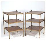 LOT 150 | PAIR 20TH CENTURY SIDE TABLES | Possible by Maison Jansen, having three tier with brass ba