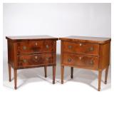 LOT 155 | PAIR CONTINENTAL MAHOGANY VENEER SIDE TABLES | Early 20th century, each with two drawers a