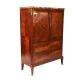 Early 20th century, with marquetry and parquetry decoration and ormolu mounts, having a pair of cabi