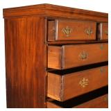  the lower section with four drawers over a sculpted apron and resting on cabriole legs terminating 