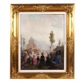 Religious procession Oil on canvas Possibly American, signed indistinctly lower right, "P. H. ..." a