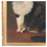 Seated cat Oil on canvas Sgd. Ms. Jacquinet [?] & dated 1875 lower left, Paris, stencil (colorman) o